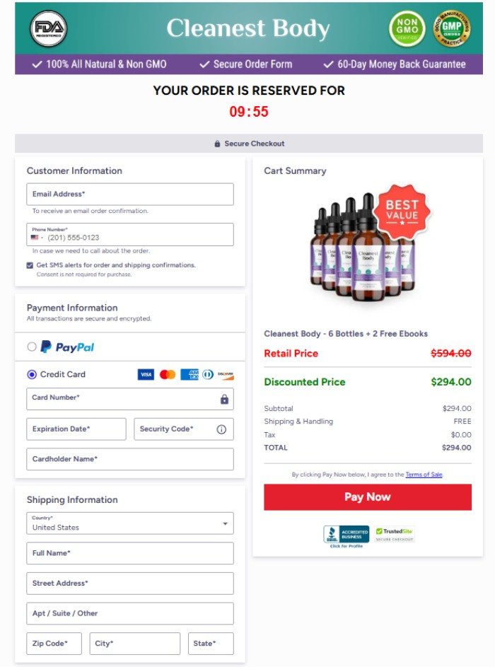 Cleanest Body secure official checkout payment